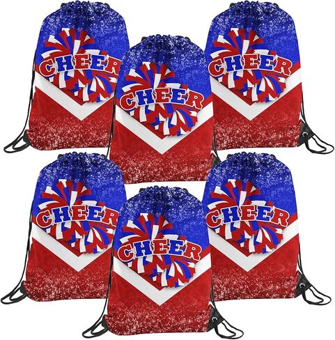 6 قطع حقيبة ظهر برباط للتشجيع من حقائب الصالة الرياضية هدايا للمشجعين (أزرق وبرتقالي) in Kuwait