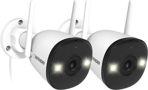 Defender AI Powered Guard Pro 4K 8MP WiFi 6/Bluetooth، التوصيل والتشغيل في الهواء الطلق كاميرا مراقبة منزلية، كشف ذكي عن الإنسان/المركبة، رؤية ليلية ملونة، مع بطاقة SD سعة 32 جيجابايت in Kuwait