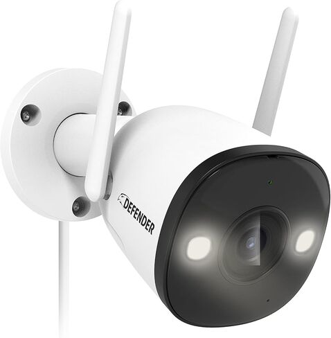 Defender AI Powered Guard Pro 4K 8MP WiFi 6/Bluetooth، التوصيل والتشغيل في الهواء الطلق كاميرا مراقبة منزلية، كشف ذكي عن الإنسان/المركبة، رؤية ليلية ملونة، مع بطاقة SD سعة 32 جيجابايت in Kuwait