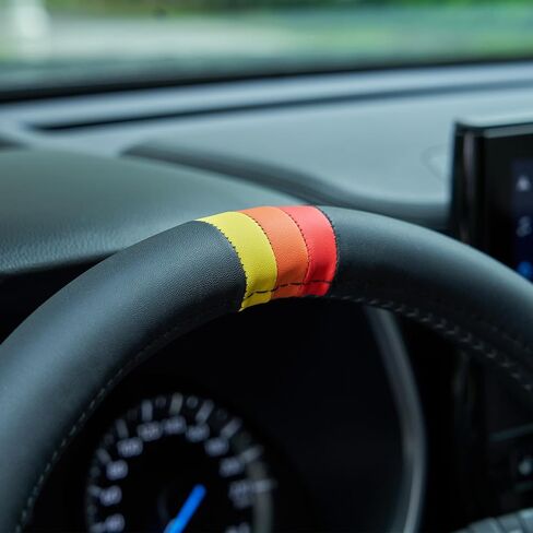 15.5 Inch Retro Tri-Color Stripes Sport Leather Steering Wheel Cover for Toyota TRD Tacoma 4Runner Tundra Highlander Land Cruiser Fj Cruiser, Non-Slip, Breathable, Accessories for TRD in Saudi Arabia