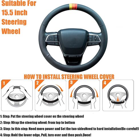 15.5 Inch Retro Tri-Color Stripes Sport Leather Steering Wheel Cover for Toyota TRD Tacoma 4Runner Tundra Highlander Land Cruiser Fj Cruiser, Non-Slip, Breathable, Accessories for TRD in Saudi Arabia
