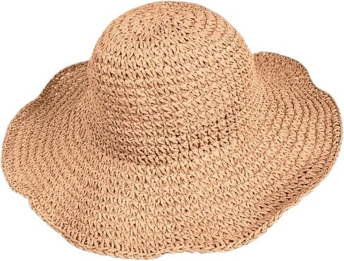 Womens Floppy Straw Sun Hat Foldable Roll up Wide Brim Beach Caps for Women, Crochet Bucket Hat in Saudi Arabia