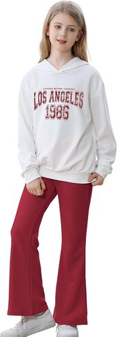 DREAM BUS Girls Letter Print Clothes Set Hoodie Sweatshirt and Flared Leg Pants for Tween Girl 2 Pcs Girl Fall Outfits in Kuwait