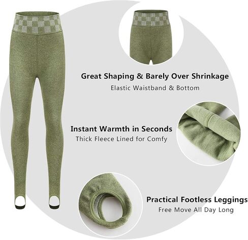 Girls Fleece Lined Leggings Kids Winter Warm High Waist Legging Pants Thick Thermal Footed Tights for Girls in Saudi Arabia
