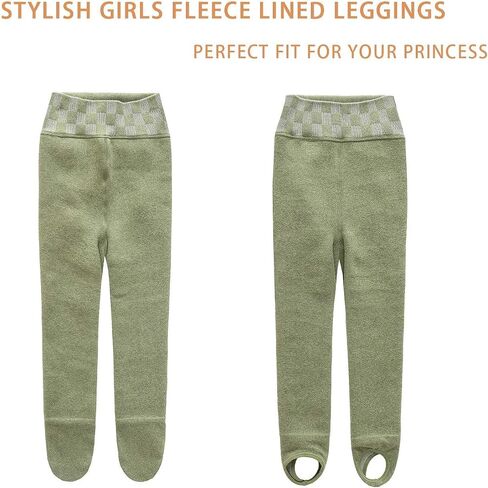 Girls Fleece Lined Leggings Kids Winter Warm High Waist Legging Pants Thick Thermal Footed Tights for Girls in Saudi Arabia