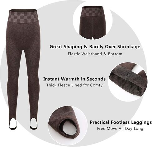 Girls Fleece Lined Leggings Kids Winter Warm High Waist Legging Pants Thick Thermal Footed Tights for Girls in Saudi Arabia