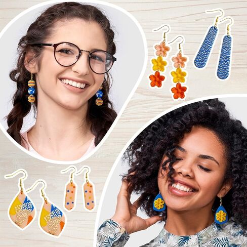 مجموعة صنع أقراط طين البوليمر من كيوكر، مجموعة صنع المجوهرات من طين البوليمر، مجموعة أدوات صنع أقراط طين البوليمر، مجموعة صنع أقراط طين البوليمر، هدية رائعة للمراهقين والبالغين، مجموعة صناعة الأقراط من طين البوليمر in Kuwait