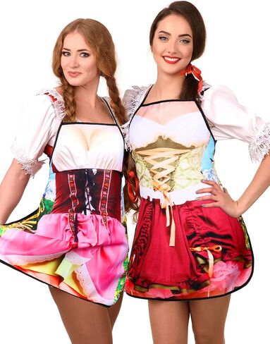 4 Pcs Oktoberfest Apron Oktoberfest Costumes Women German Dirndl Aprons Female Oktoberfest Outfit Waitress Novelty Dresses Oktoberfest Party Decorations for Kitchen Outdoor Cooking BBQ Party Supplies in Saudi Arabia