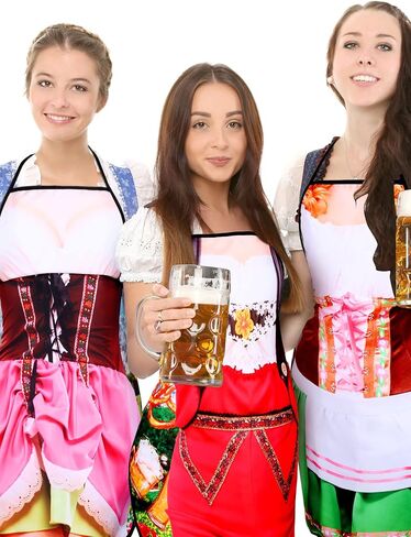 4 Pcs Oktoberfest Apron Oktoberfest Costumes Women German Dirndl Aprons Female Oktoberfest Outfit Waitress Novelty Dresses Oktoberfest Party Decorations for Kitchen Outdoor Cooking BBQ Party Supplies in Saudi Arabia