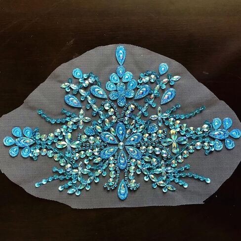 Gorgeous Pure Handmade Beaded Bling Bright Crystal Patches Sew on AB Rhinestones Waist Decoration Applique with Stones Sequins Beads DIY Craft Belt for Wedding Dress Decor Decorations (Green) in Saudi Arabia