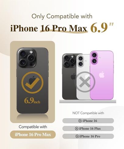 BERFY Magnetic for iPhone 16 Pro Max Case 6.9", [Compatible with Magsafe] Built-in Tempered Glass Screen Protector & Upgraded Camera Protection, Full-Body Plating Phone Case for 16 ProMax, Desert Gold in Kuwait