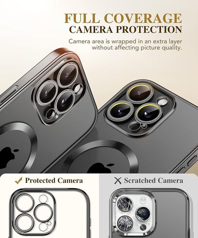 BERFY Magnetic for iPhone 16 Pro Max Case 6.9", [Compatible with Magsafe] Built-in Tempered Glass Screen Protector & Upgraded Camera Protection, Full-Body Plating Phone Case for 16 ProMax, Desert Gold in Kuwait