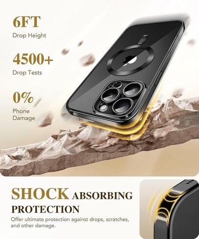 BERFY Magnetic for iPhone 16 Pro Max Case 6.9", [Compatible with Magsafe] Built-in Tempered Glass Screen Protector & Upgraded Camera Protection, Full-Body Plating Phone Case for 16 ProMax, Desert Gold in Kuwait