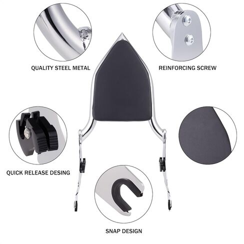 Detachable Sissy Bar Backrest+Luggage Rack Rear Grab Handles Bracket Kit, Fit for Harley Touring Street Glide Road King Road Glide Electra Glide 2009-2024 (Gloss Black) in Kuwait