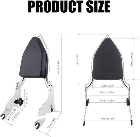 Detachable Sissy Bar Backrest+Luggage Rack Rear Grab Handles Bracket Kit, Fit for Harley Touring Street Glide Road King Road Glide Electra Glide 2009-2024 (Gloss Black) in Kuwait