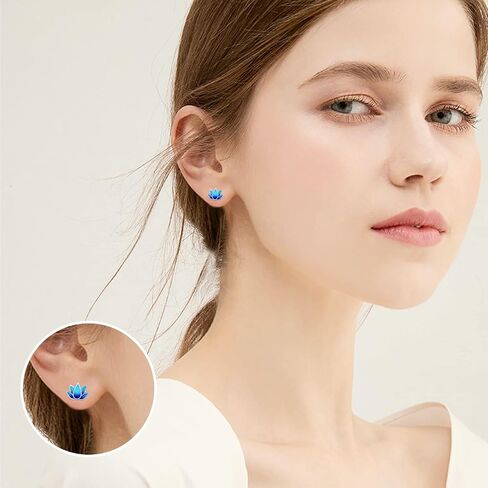 Lotus Studs Earrings Om Earrings Sterling Silver Hypoallergenic Small Lotus Flower Earrings for Sensitive Ears Lotus Studs Yoga Meditation Jewelry Gift for Women Girls in Saudi Arabia