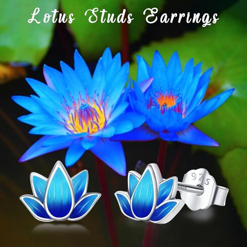 Lotus Studs Earrings Om Earrings Sterling Silver Hypoallergenic Small Lotus Flower Earrings for Sensitive Ears Lotus Studs Yoga Meditation Jewelry Gift for Women Girls in Saudi Arabia