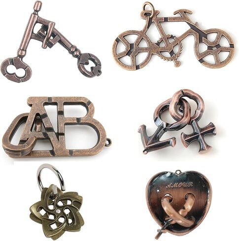 Cooplay 2 Set Metal Brain Teaser Puzzle, Assembly & Disentanglement Puzzles, IQ Logical Games, Fidget Stress Prop Gift for Adults (Key) in Saudi Arabia