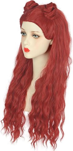 yuehong Long Curly Red Wig Girl Double Buns Anime Wig Cosplay Costume Wig Heat Resistant Synthetic Fibers Wig Breathable Wig in Saudi Arabia
