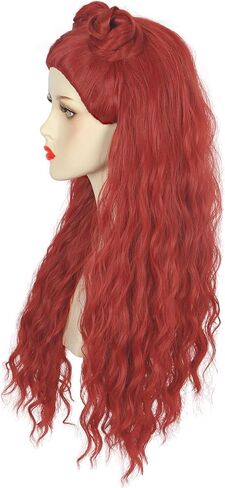 yuehong Long Curly Red Wig Girl Double Buns Anime Wig Cosplay Costume Wig Heat Resistant Synthetic Fibers Wig Breathable Wig in Saudi Arabia
