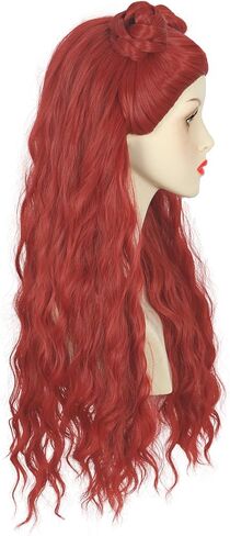 yuehong Long Curly Red Wig Girl Double Buns Anime Wig Cosplay Costume Wig Heat Resistant Synthetic Fibers Wig Breathable Wig in Saudi Arabia