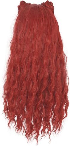 yuehong Long Curly Red Wig Girl Double Buns Anime Wig Cosplay Costume Wig Heat Resistant Synthetic Fibers Wig Breathable Wig in Saudi Arabia