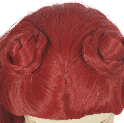 yuehong Long Curly Red Wig Girl Double Buns Anime Wig Cosplay Costume Wig Heat Resistant Synthetic Fibers Wig Breathable Wig in Saudi Arabia