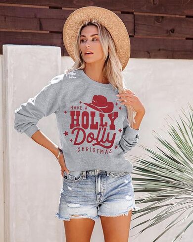 JINTING Christmas Sweatshirt for Women Merry Christmas Hoodie Funny Christmas Shirt Christmas Long Sleeve Pullover Tops in Saudi Arabia