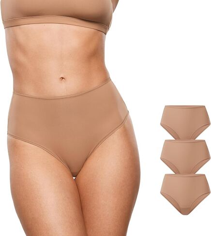 INLYRIC Women's Inbarely Soft Full Briefs - Mid Waist Underwear Breathable Stretch Tagless Ladies Panties 3 Pack in Kuwait