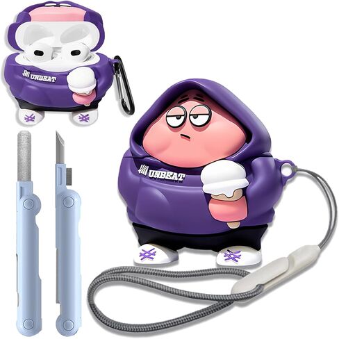 AirPods 3rd Generation Case Cover 2021,Cute Funny Kawaii Cool Design Fashion Cartoon Case for Apple Airpods 3 gen Soft Silicone Case with Cleaner kit,Keychain and Lanyard for Boys Girls Kids. in Kuwait