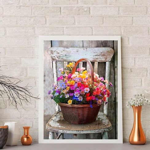 SOTYIOO Diamond Art Kits for Adults. Diamond Painting kit for Adults Flowers Full Drill Round Gem Art 5D Diamond Dots Suitable Home Wall Decor 12x16inch in Saudi Arabia