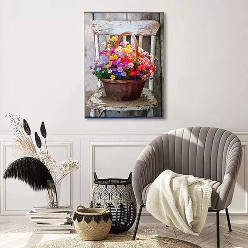 SOTYIOO Diamond Art Kits for Adults. Diamond Painting kit for Adults Flowers Full Drill Round Gem Art 5D Diamond Dots Suitable Home Wall Decor 12x16inch in Saudi Arabia