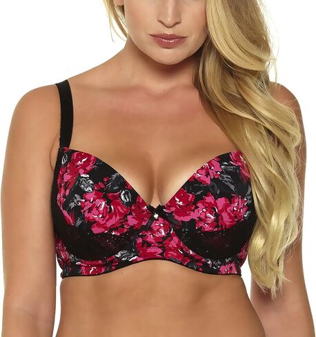 MIERSIDE Women's Red/Purple Plus Size Sexy Printing Demi Bra in Saudi Arabia