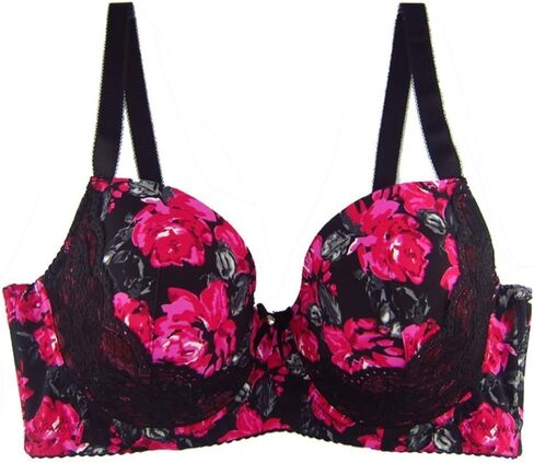 MIERSIDE Women's Red/Purple Plus Size Sexy Printing Demi Bra in Saudi Arabia