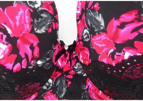 MIERSIDE Women's Red/Purple Plus Size Sexy Printing Demi Bra in Saudi Arabia