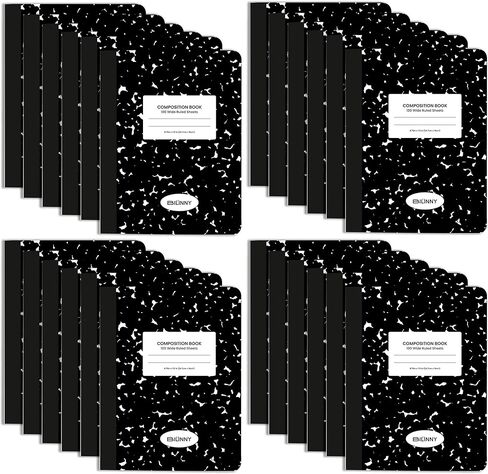 Composition Notebooks 24 Pack (100 Sheets), Wide Ruled Composition Notebook for School & College Students, 9.75" x 7.5" Marble Notebook with Double Sided Sheets in Kuwait