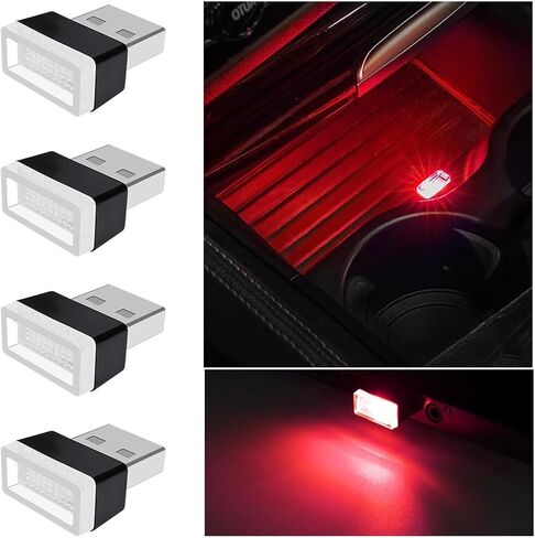Mandark 4PCS USB LED Car Interior Atmosphere Lamp, Plug-in USB Interface Vehicle Decor Night Light, Portable Mini Automotive Ambient Lighting Kits, Universal for SUV, Sedan, Truck (White) in Saudi Arabia