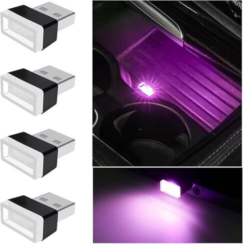 Mandark 4PCS USB LED Car Interior Atmosphere Lamp, Plug-in USB Interface Vehicle Decor Night Light, Portable Mini Automotive Ambient Lighting Kits, Universal for SUV, Sedan, Truck (White) in Saudi Arabia