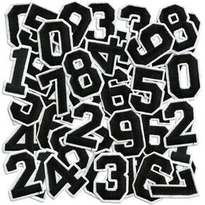 Number Iron On Patches, Numbers 0-9 Embroidery Applique Patch, DIY Decorative Heat Press Patches for Clothing Jeans Jackets Backpacks Hats (Blue 50 Pcs)