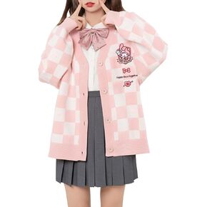 سترات صوفية Kawaii Cinnamoroll للنساء والفتيات بأكمام طويلة مفتوحة من الأمام ومتماسكة بالأزرار JK الزي المدرسي