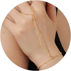 Hand Chain Gold Bracelets For Women Cubic Zirconia 14k Gold Plated Ring Bracelet Hand Chain Fashion Accessories Gifts for Womens
