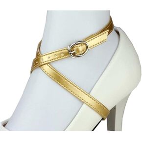 High Heels PU Leather Shoe Straps, Anti-Loose Shoelace Accessories Detachable for Women, Gold