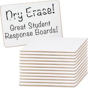 Really Good Stuff Non-Magnetic Dry Erase Boards - Set of 12-6" x 9" - Ideal for Home and School Learning - Reusable and Engaging Tool