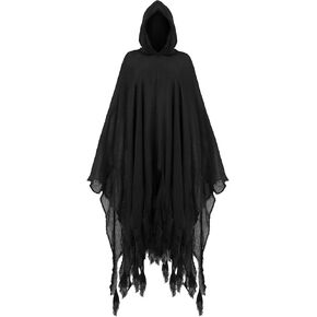 Halloween Hooded Cloak Medieval Renaissance Gothic Wizard Cape Grim Reaper Cosplay Costume for Adult