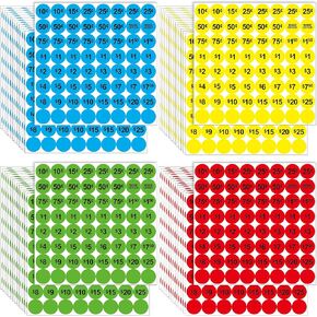3840 PCS Pre-Priced Pricing Stickers, 4 Bright Colors Sale Label (Yellow/Red/Green/Cyan), Price Tag Stickers for Yard/Garage Sale, Flea Market (3/4" in Diameter)