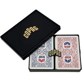 Copag WSOP 2024 Retro Design 100% Plastic Playing Cards - Narrow Size (Bridge) Jumbo Index Blue/Red Double Deck Set