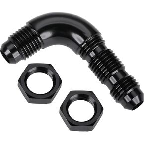 6AN Male Flare 90 Degree Bulkhead Full Flow Fitting Adapter with AN6 Nuts Aluminum Black