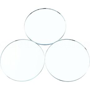 CleverDelights 3" Round Glass Tiles - 5 Pack - Clear Flat 3 Inch Circle Tiles