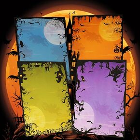 قرطاسية الهالوين، 4 تصميمات من الحروف ذات الرأسية ذات الحدود الكرتونية لدعوات حفلات الهالوين والطباعة المدرسية، 8.5 بوصة × 11 بوصة in Kuwait