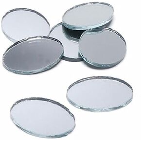 2 x 1.5 inch Mini Oval Glass Mirrors Bulk 24 Pieces Mosaic Mirror Tiles
